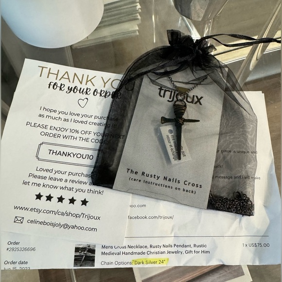 NEW! Men's hand forged Cross Necklace 24" - Picture 3 of 6